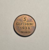 San Marino 5 Centesimi 1936 UNC Piesa de Colectie
