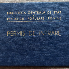 Permis de intrare Biblioteca Centrala de Stat a RPR