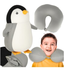 Perna gat pentru calatorii 2 in 1, model pinguin, 39 x 34 cm