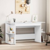 Birou Alb 140x50x75 cm vidaXL, Lemn Prelucrat, Spatiu Depozitare, Birou Calculator, Mobilier Birou