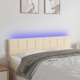 Cumpara ieftin Tăblie de pat cu LED, crem, 144x5x78/88 cm, textil