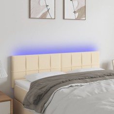 vidaXL Tăblie de pat cu LED, crem, 144x5x78/88 cm, textil 3121615