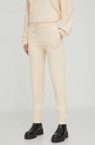 HUGO pantaloni de trening culoarea bej, uni 50509171
