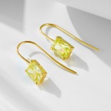 Cumpara ieftin Cercei din Argint 925 Aurit tip Agrafa Linie Lunga cu Cristal Zirconia Galben Dreptunghiular