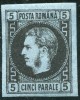 1866 , Lp 19 , Carol I 5 Parale / hartie groasa , tip 3 - nestampilat , guma originala , MH