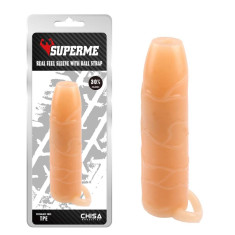 Extensie penis - Real Feel Sleeve With Ball Strap
