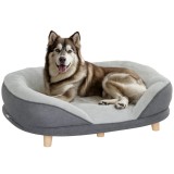 PawHut Canapea pentru C&acirc;ini cu Pernă, Hușă Detașabilă, Bază &Icirc;nălțată și Picioare Antiderapante, 90x78x25 cm, Gri | Aosom Romania