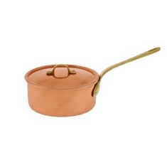 Cratita din Cupru &Oslash;20cm, cu Capac, Maner Bronz