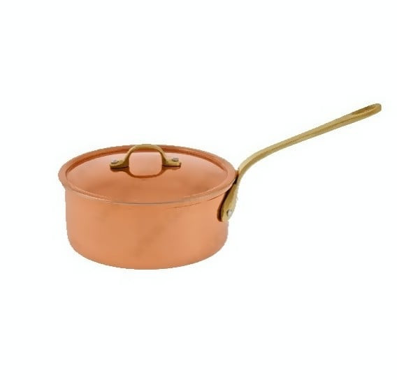 Cratita din Cupru &Oslash;20cm, cu Capac, Maner Bronz