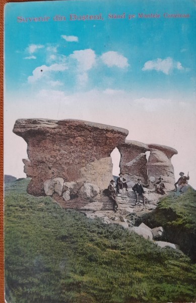 Carte postala, Bucegi, stanci si muntele Caraiman, 1925
