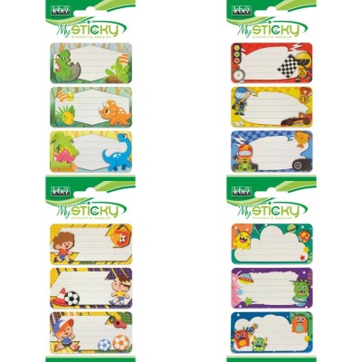 Etichete caiete baieti, 4 sortimente (6 etichete/blister) foto