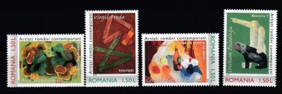 ROMANIA 2005 LP 1705 ARTISTI ROMANI CONTEMPORANI SERIE EROARE CRISTIAN PALEOLOGU IN LOC DE CIPRIAN PALEOLOGU SERIE MNH foto