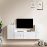 vidaXL Set dulap TV, 4 piese, alb extralucios, lemn prelucrat