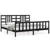 Cadru pat cu tablie 200x200 cm, negru, lemn masiv