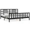 Cadru pat cu tablie 200x200 cm, negru, lemn masiv