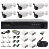 Sistem supraveghere 6 camere Rovision oem Hikvision 2MP Full HD, DVR Pentabrid 8 canale, full hd, accesorii si hard incluse SafetyGuard Surveillance