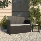 Gossi banca de gradina cu perne, negru, 105 cm, poliratan