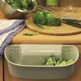 Cos Bucatarie Plastic Gri, Montare Dulap, Resturi Alimentare cu Scurgere Apa