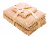 Cumpara ieftin Set prosoape 3 piese 500 gsm (fata, maini, corp) Crem , SomnART