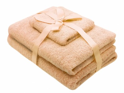 Set prosoape 3 piese 500 gsm (fata, maini, corp) Crem , SomnART foto