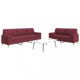 VidaXL Set canapea cu perne, 2 piese, roșu vin, material textil