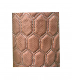 Material imitatie piele tapiterie hexagon cu gaurele maro/cusatura gri Cod:Y03MG