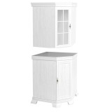 Set mobila living pentru colt comoda VMN1 si vitrina VMNN1, 75 x 75 x 97 cm, Alb Antichizat