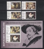 Togo 1977 - 400 de ani de la nașterea lui Peter Paul Rubens, Serie + Colita, MNH, Nestampilat