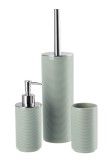 Cumpara ieftin Set baie, dispenser sapun, suport periute dinti, perie toaleta, plastic verde argintiu