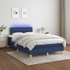 VidaXL Pat cu arcuri, saltea și LED, albastru, 120x200 cm, textil 3133947