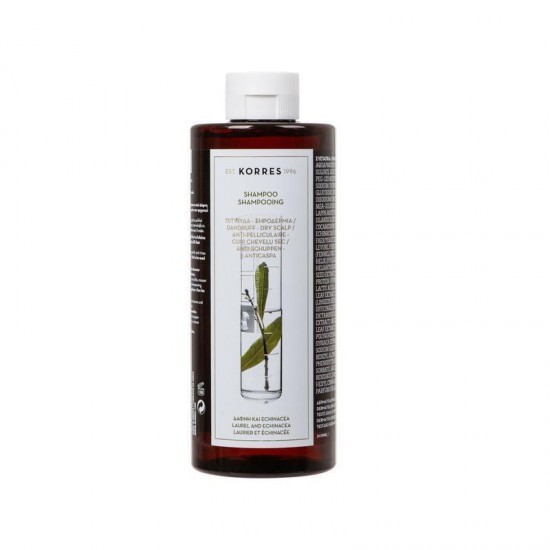 Șampon Korres cu laur și echinacea &icirc;mpotriva mătreții și a pielii uscate 400 ml