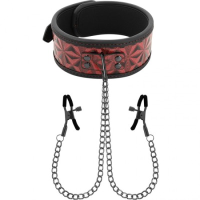 BEGME - RED EDITION COLLAR WITH NIPPLE CLAMPS WITH NEOPRENE LINING foto