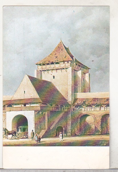 bnk cp Sibiu - Johann Bobel - Poarta Burger ,vedere dinspre oras - necirculata