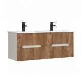 Cumpara ieftin Trent 120 dulap de baie inferior cu chiuvetă ceramică (4 sertare) stejar alb-sunset