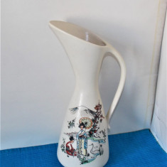 Vaza mare cu ansa, ceramica emailata pictata manual - marcaj Dumler & Breiden WG