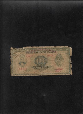 Grecia 100 drahme drachmai 1927 seria895957 uzata foto