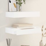 vidaXL Rafturi de perete suspendate cu sertare, 2 buc., alb, 48 cm