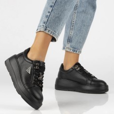 Sneakers piele naturala Filippo DP6382, Negru - 36