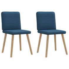 vidaXL Scaune de bucătărie, 2 buc., albastru, textil