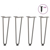 VidaXL Picioare tip agrafă pentru măsuță de cafea, 4 buc., oțel natural, 42 cm, oțel masiv