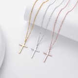 Cumpara ieftin Lantisor din Argint 925 cu Pandantiv Cruce Minimalista, Placat cu Aur Galben