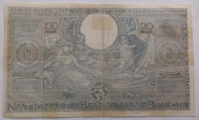 Belgia 100 Francs / 20 Belgas 1933 foto