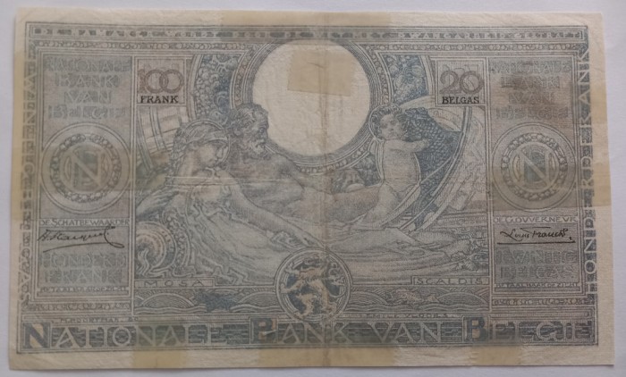 Belgia 100 Francs / 20 Belgas 1933