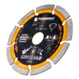 Disc diamantat segmentat pentru taiat in beton, caramida, gresie, 125 x 22.23 x 2x4 mm, Powermate