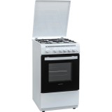 Aragaz Heinner HFSC-V60LITGRWH, 4 arzatoare, Gaz, Aprindere electrica, Timer, Grill, Rotisor, 50 cm, Alb