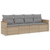 Set canapele de gradina, 4 piese, cu perne, mix bej, poliratan
