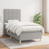 VidaXL Pat box spring cu saltea, gri deschis, 100x200 cm, textil 3142313