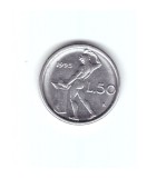 Moneda Italia 50 lire 1995, tipul D, cu diamant mare, stare foarte buna, cu luciu
