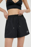 R&eacute;sum&eacute; pantaloni scurti femei, culoarea negru, neted, high waist