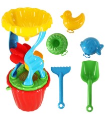 Set galeata cu accesorii pentru nisip si plaja, MARIOINEX, multicolor